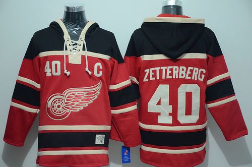 Red Wings #40 Henrik Zetterberg Red Sawyer Hooded Sweatshirt Stitched NHL Jersey Red Wings #40 Henrik Zetterberg Red Sawyer Hooded Sweatshirt Stitched NHL Jersey
