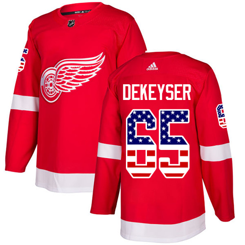 Adidas Red Wings #65 Danny DeKeyser Red Home Authentic USA Flag Stitched NHL Jersey Adidas Red Wings #65 Danny DeKeyser Red Home Authentic USA Flag Stitched NHL Jersey