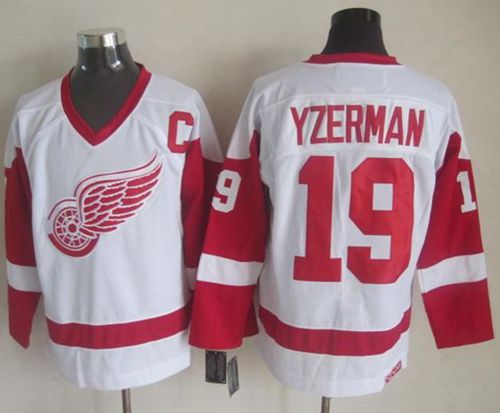 Red Wings #19 Steve Yzerman White CCM Throwback Stitched NHL Jersey Red Wings #19 Steve Yzerman White CCM Throwback Stitched NHL Jersey