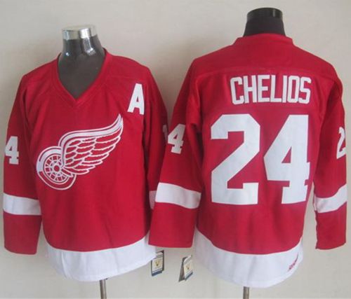 Red Wings #24 Chris Chelios Red CCM Throwback Stitched NHL Jersey Red Wings #24 Chris Chelios Red CCM Throwback Stitched NHL Jersey