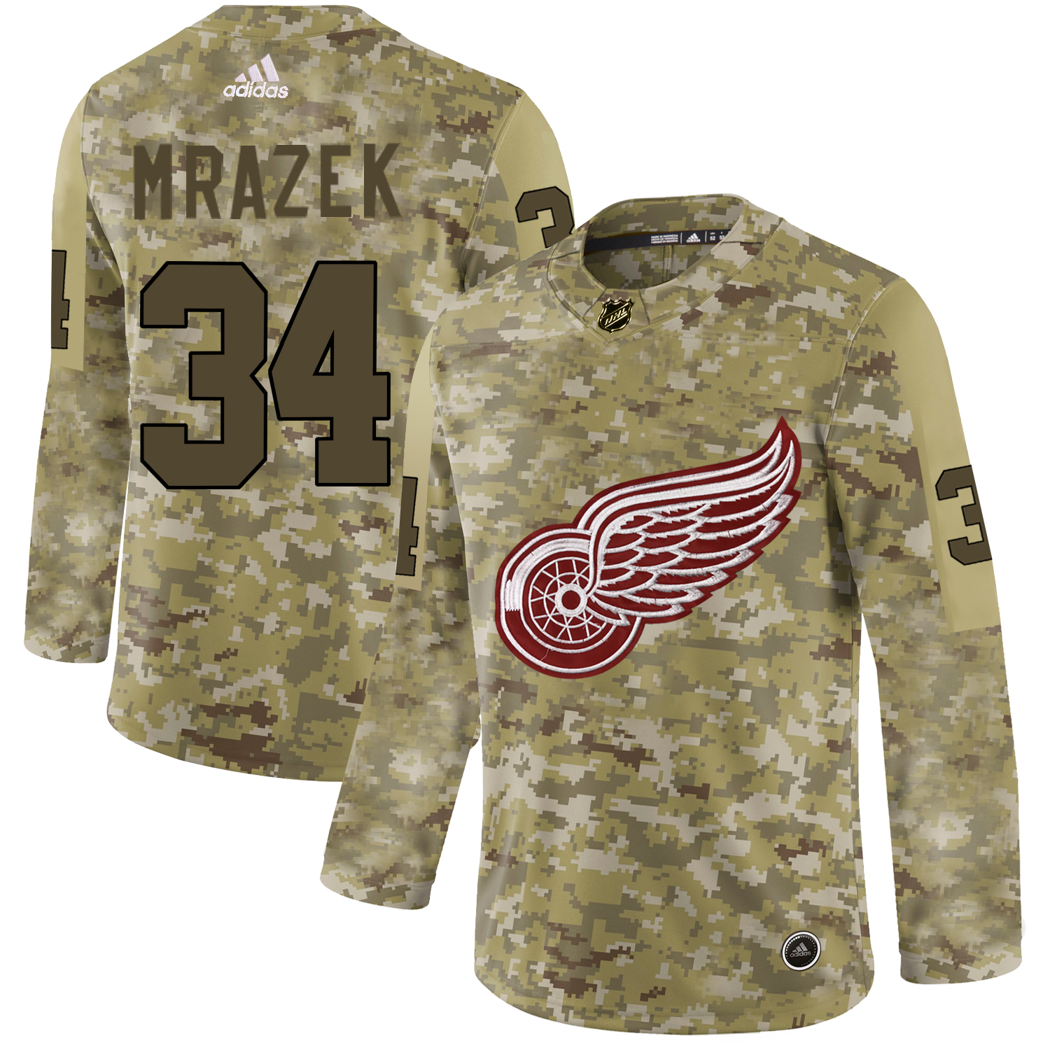 Adidas Red Wings #34 Petr Mrazek Camo Authentic Stitched NHL Jersey