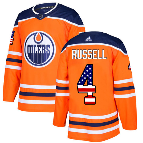 Adidas Oilers #4 Kris Russell Orange Home Authentic USA Flag Stitched NHL Jersey Adidas Oilers #4 Kris Russell Orange Home Authentic USA Flag Stitched NHL Jersey