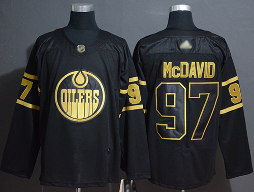 Adidas Oilers #97 Connor McDavid Black/Gold Authentic Stitched NHL Jersey