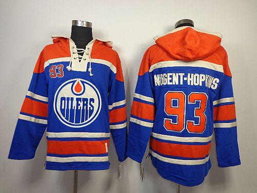 Oilers #93 Nugent-Hopkins Light Blue Sawyer Hooded Sweatshirt Stitched NHL Jersey Oilers #93 Nugent-Hopkins Light Blue Sawyer Hooded Sweatshirt Stitched NHL Jersey