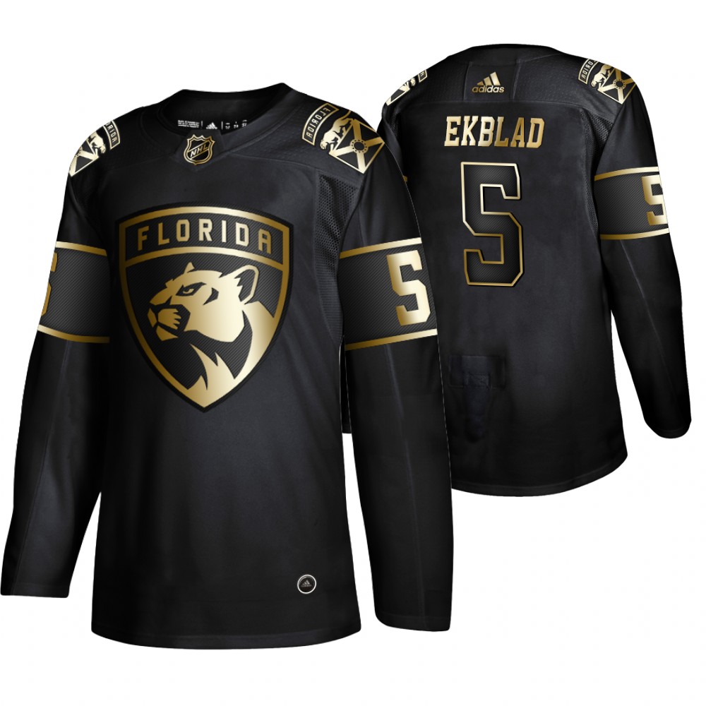 Adidas Panthers #5 Aaron_Ekblad Men's 2019 Black Golden Edition Authentic Stitched NHL Jersey