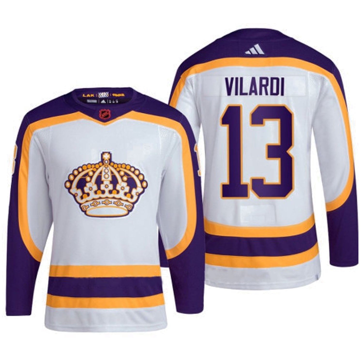 Men's Los Angeles Kings #13 Gabriel Vilardi White 2022 Reverse Retro Stitched Jersey Men's Los Angeles Kings #13 Gabriel Vilardi White 2022 Reverse Retro Stitched Jersey