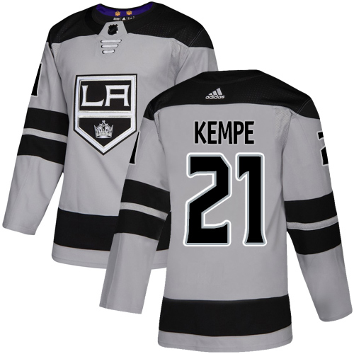Adidas Kings #21 Mario Kempe Gray Alternate Authentic Stitched NHL Jersey