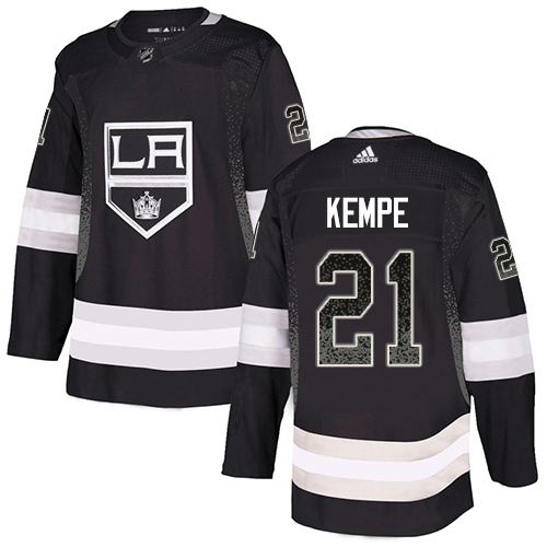 Adidas Kings #21 Mario Kempe Black Home Authentic Drift Fashion Stitched NHL Jersey