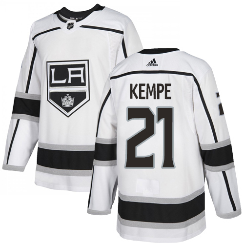 Adidas Kings #21 Mario Kempe White Road Authentic Stitched NHL Jersey