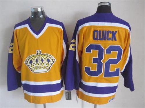 Kings #32 Jonathan Quick Yellow CCM Stitched NHL Jersey Kings #32 Jonathan Quick Yellow CCM Stitched NHL Jersey