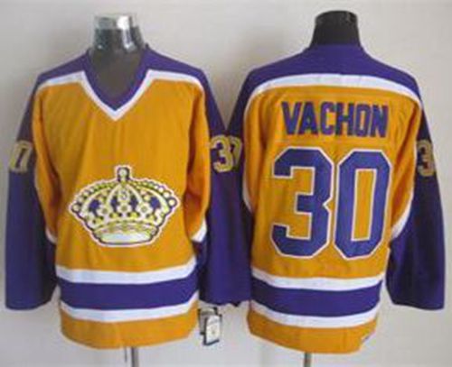 Kings #30 Rogie Vachon Yellow CCM Throwback Stitched NHL Jersey Kings #30 Rogie Vachon Yellow CCM Throwback Stitched NHL Jersey