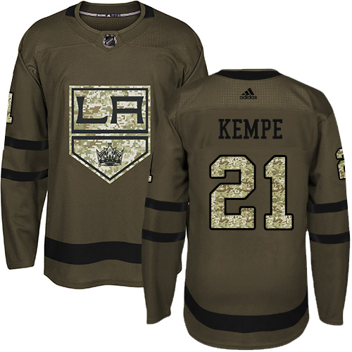 Adidas Kings #21 Mario Kempe Green Salute to Service Stitched NHL Jersey
