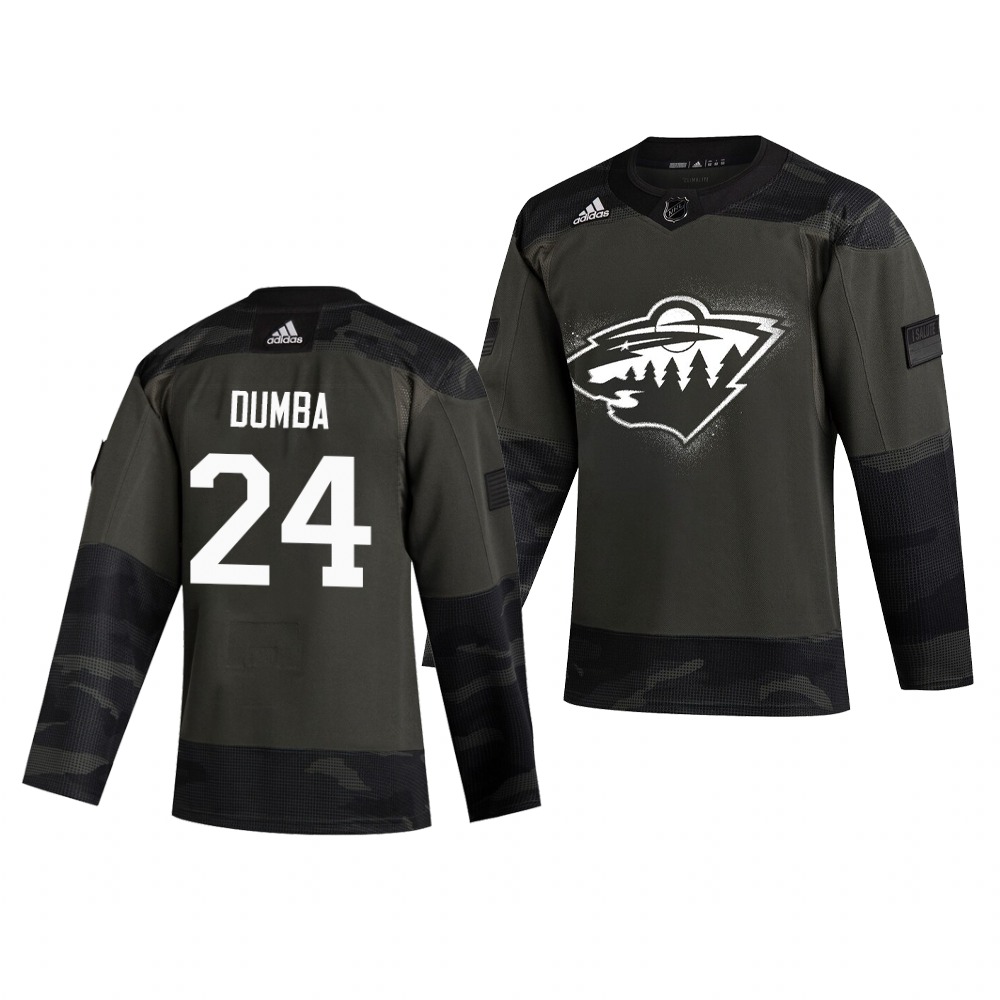 Minnesota Wild #24 Matt Dumba Adidas 2019 Veterans Day Men's Authentic Practice NHL Jersey Camo