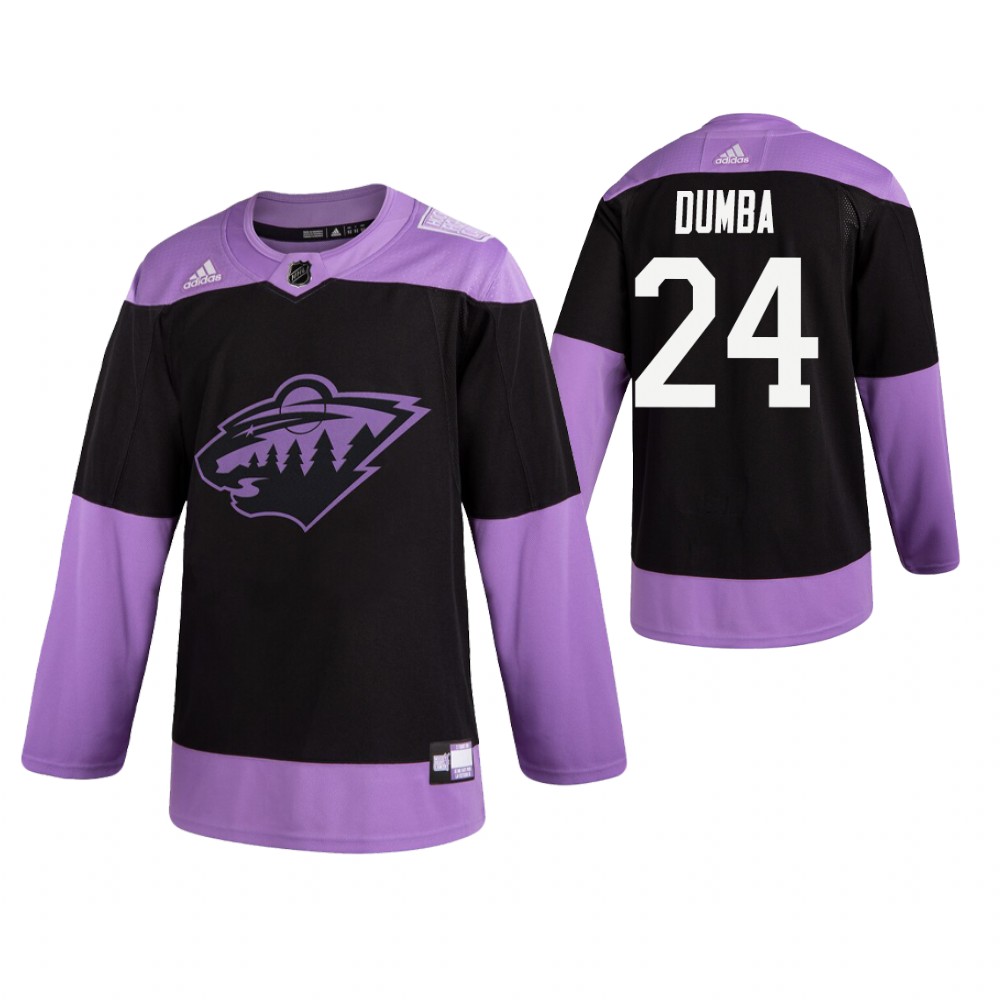 Adidas Wild #24 Matt Dumba Men's Black Hockey Fights Cancer Practice NHL Jersey