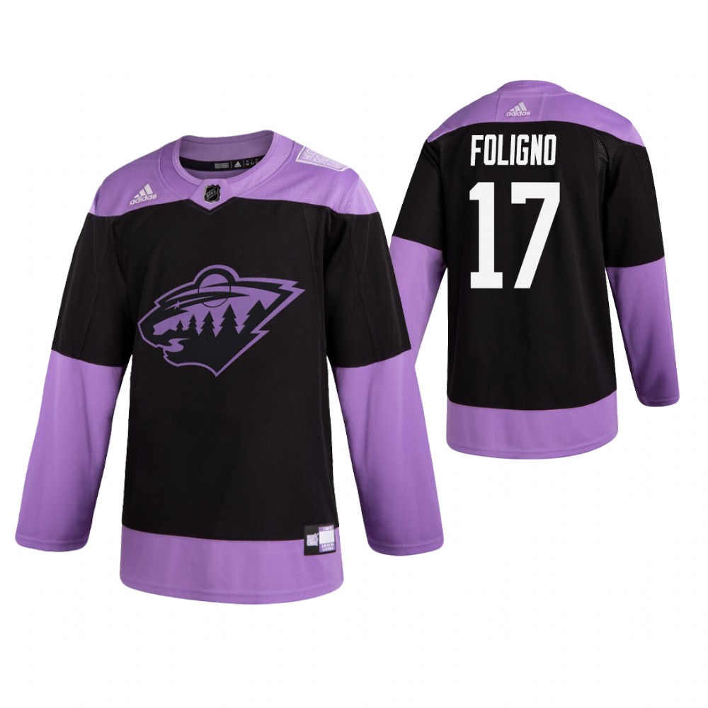 Adidas Wild #17 Marcus Foligno Men's Black Hockey Fights Cancer Practice NHL Jersey