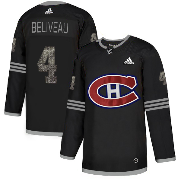 Adidas Canadiens #4 Jean Beliveau Black Authentic Classic Stitched NHL Jersey