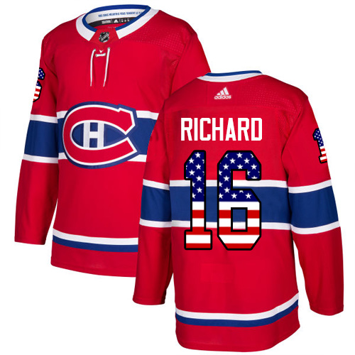 Adidas Canadiens #16 Henri Richard Red Home Authentic USA Flag Stitched NHL Jersey Adidas Canadiens #16 Henri Richard Red Home Authentic USA Flag Stitched NHL Jersey