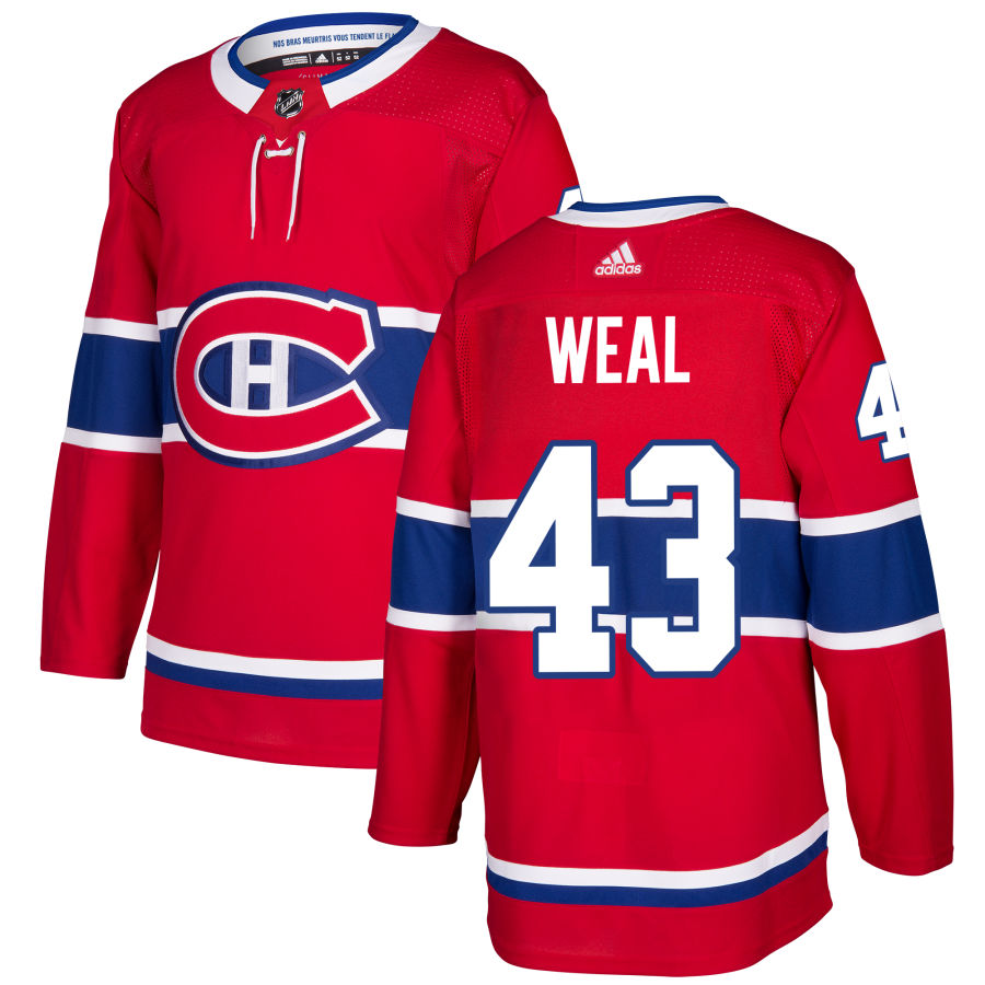 Adidas Canadiens #43 Jordan Weal Red Home Authentic Stitched NHL Jersey Adidas Canadiens #43 Jordan Weal Red Home Authentic Stitched NHL Jersey