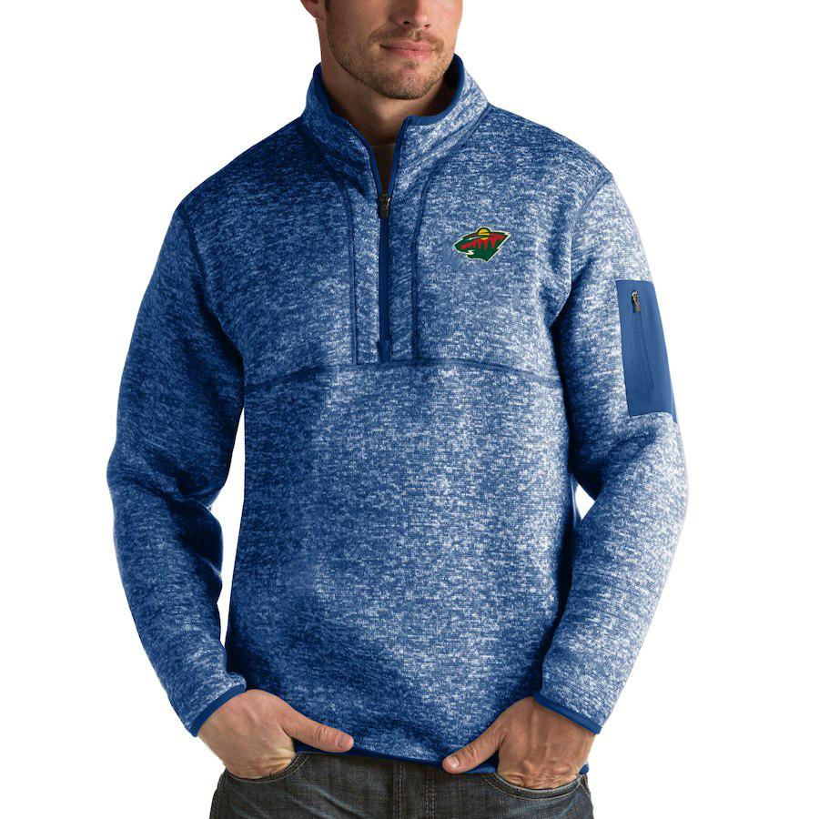 Minnesota Wild Antigua Fortune Quarter-Zip Pullover Jacket Blue