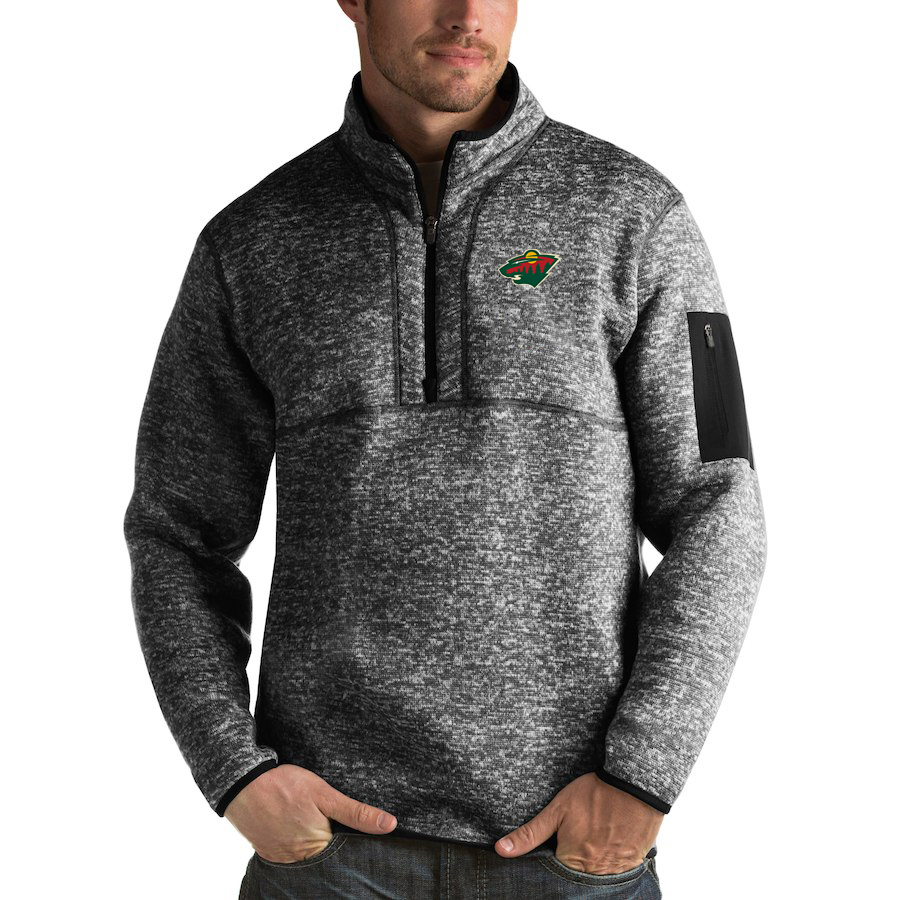 Minnesota Wild Antigua Fortune Quarter-Zip Pullover Jacket Charcoal
