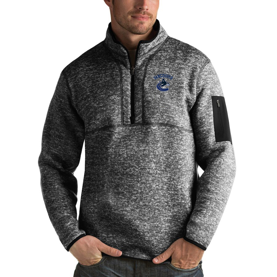 Vancouver Canucks Antigua Fortune Quarter-Zip Pullover Jacket Charcoal Vancouver Canucks Antigua Fortune Quarter-Zip Pullover Jacket Charcoal