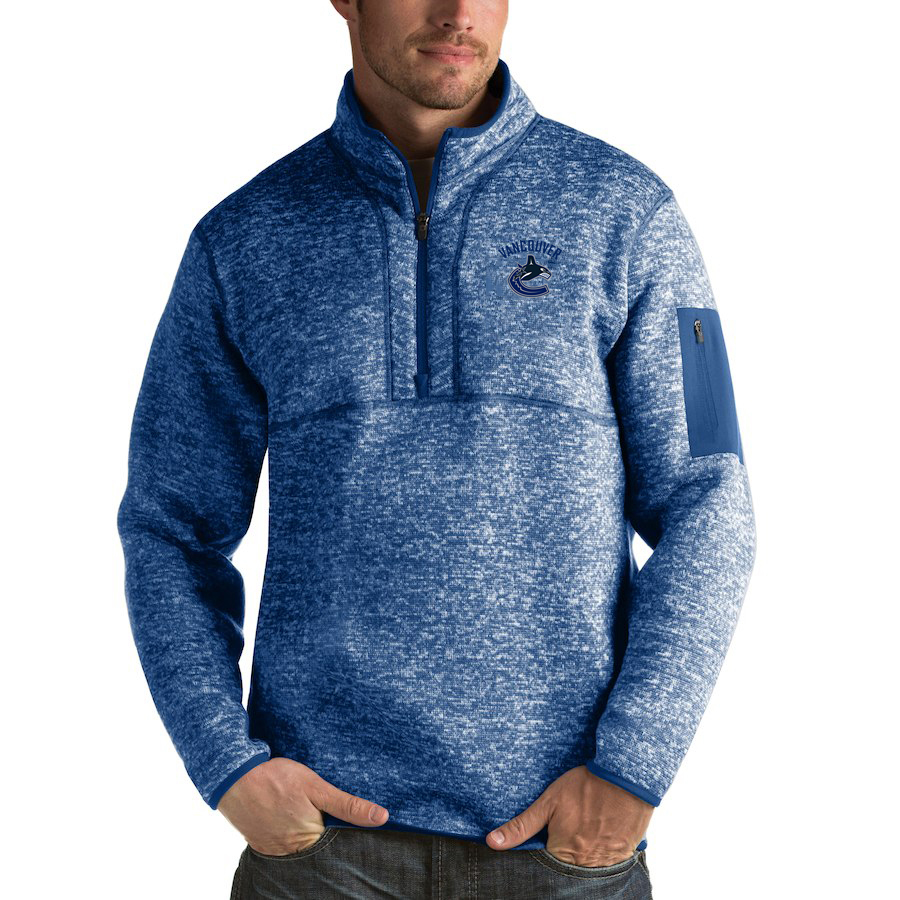 Vancouver Canucks Antigua Fortune Quarter-Zip Pullover Jacket Blue Vancouver Canucks Antigua Fortune Quarter-Zip Pullover Jacket Blue
