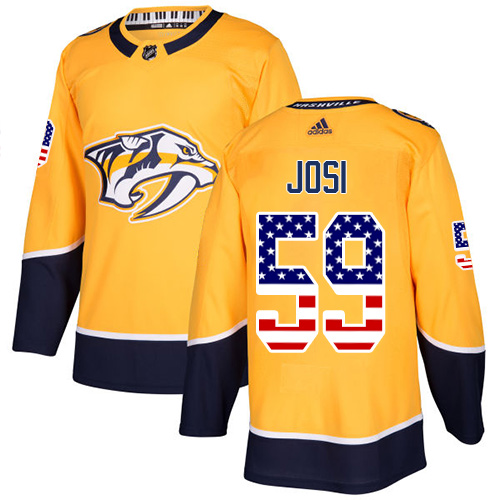 Adidas Predators #59 Roman Josi Yellow Home Authentic USA Flag Stitched NHL Jersey Adidas Predators #59 Roman Josi Yellow Home Authentic USA Flag Stitched NHL Jersey