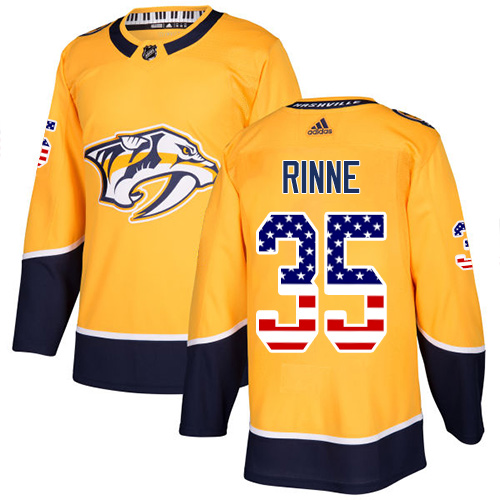 Adidas Predators #35 Pekka Rinne Yellow Home Authentic USA Flag Stitched NHL Jersey Adidas Predators #35 Pekka Rinne Yellow Home Authentic USA Flag Stitched NHL Jersey