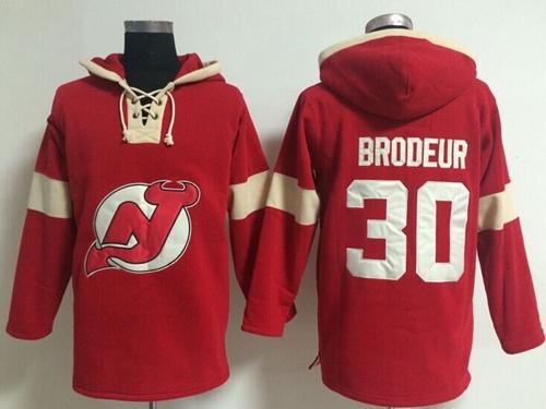 New Jersey Devils #30 Martin Brodeur Red Pullover NHL Hoodie New Jersey Devils #30 Martin Brodeur Red Pullover NHL Hoodie