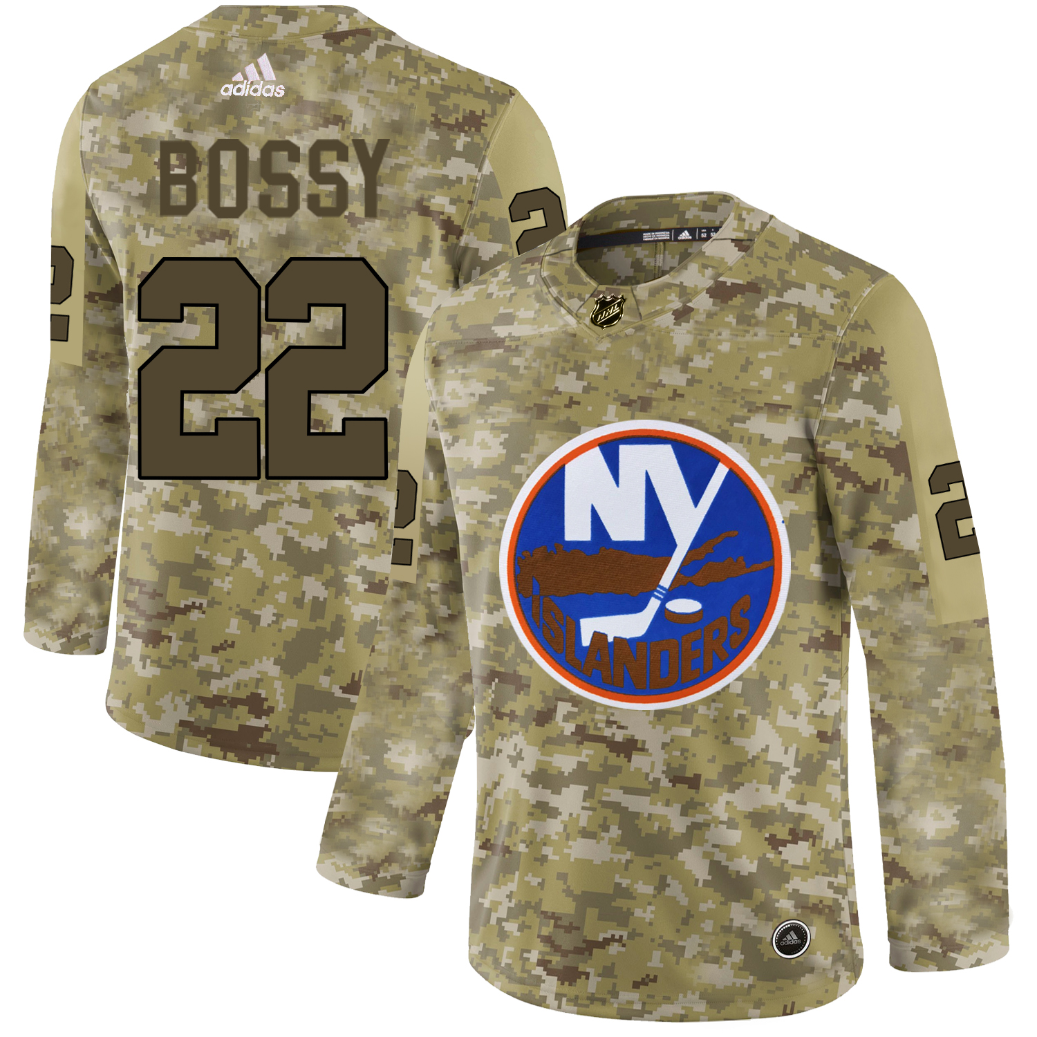 Adidas Islanders #22 Mike Bossy Camo Authentic Stitched NHL Jersey