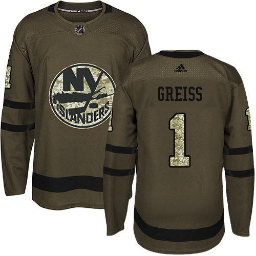 Adidas Islanders #1 Thomas Greiss Green Salute to Service Stitched NHL Jersey