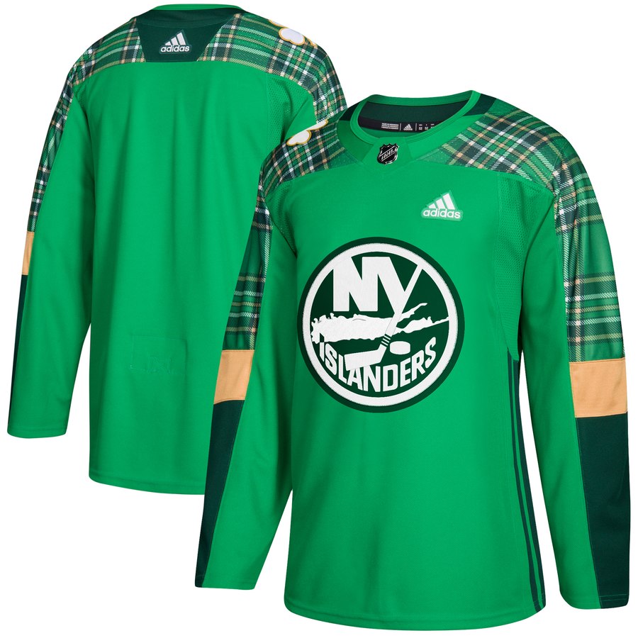 Adidas Islanders Blank adidas Green St. Patrick's Day Authentic Practice Stitched NHL Jersey