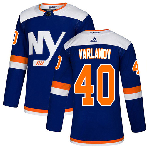 Adidas Islanders #40 Semyon Varlamov Blue Alternate Authentic Stitched NHL Jersey
