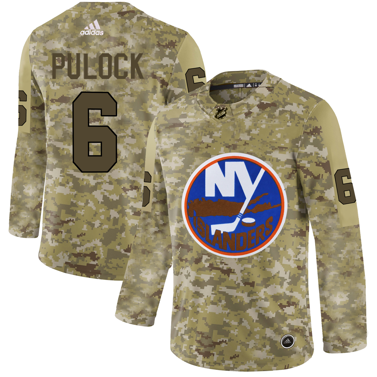 Adidas Islanders #6 Ryan Pulock Camo Authentic Stitched NHL Jersey