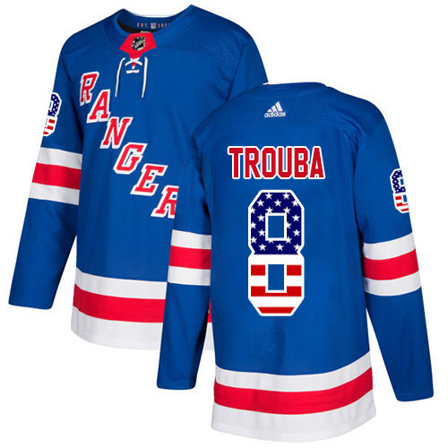 Adidas Rangers #8 Jacob Trouba Royal Blue Home Authentic USA Flag Stitched NHL Jersey