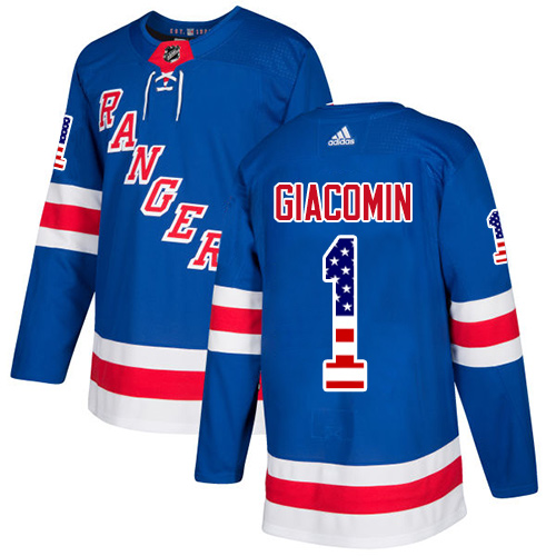 Adidas Rangers #1 Eddie Giacomin Royal Blue Home Authentic USA Flag Stitched NHL Jersey Adidas Rangers #1 Eddie Giacomin Royal Blue Home Authentic USA Flag Stitched NHL Jersey