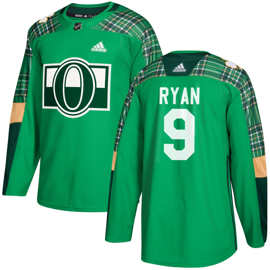 Adidas Senators #9 Bobby Ryan adidas Green St. Patrick's Day Authentic Practice Stitched NHL Jersey