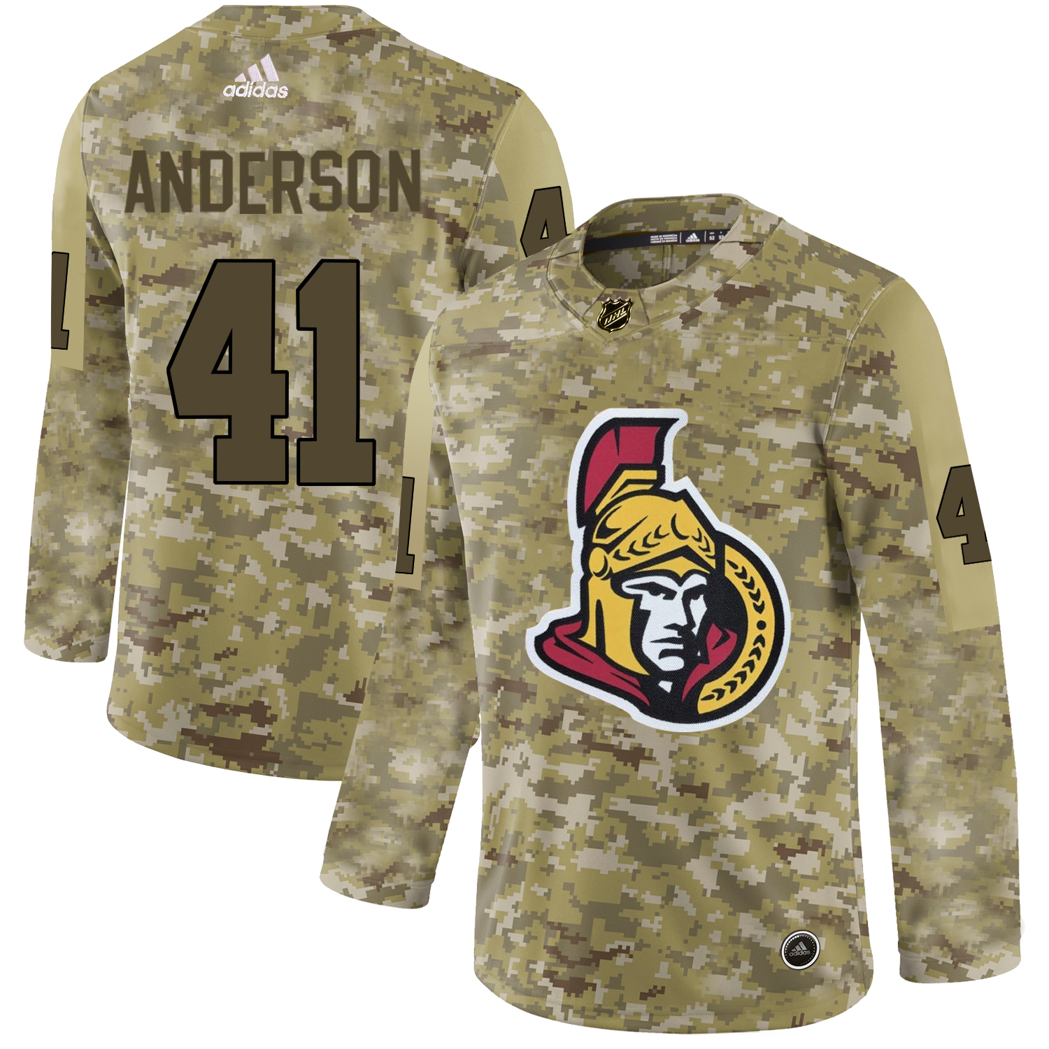 Adidas Senators #41 Craig Anderson Camo Authentic Stitched NHL Jersey