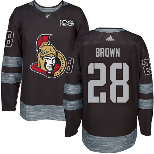 Adidas Senators #28 Connor Brown Black 1917-2017 100th Anniversary Stitched NHL Jersey