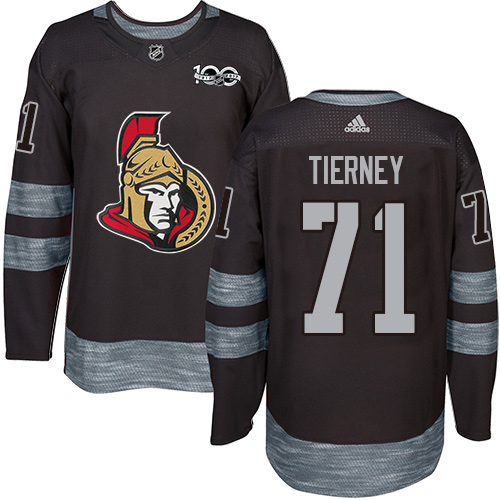 Adidas Senators #71 Chris Tierney Black 1917-2017 100th Anniversary Stitched NHL Jersey