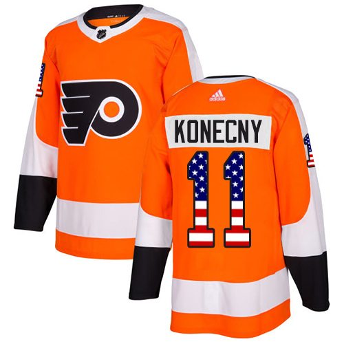Adidas Flyers #11 Travis Konecny Orange Home Authentic USA Flag Stitched NHL Jersey Adidas Flyers #11 Travis Konecny Orange Home Authentic USA Flag Stitched NHL Jersey