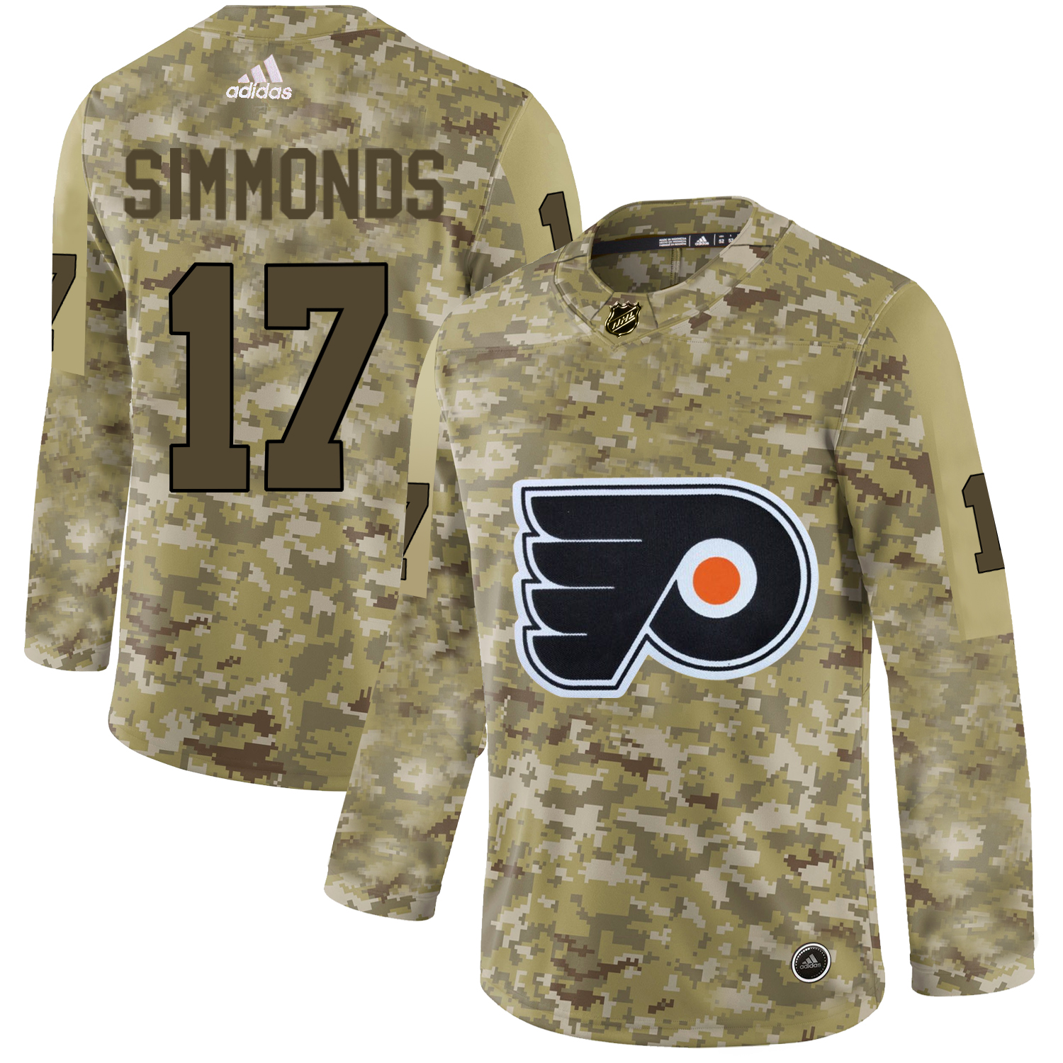 Adidas Flyers #17 Wayne Simmonds Camo Authentic Stitched NHL Jersey