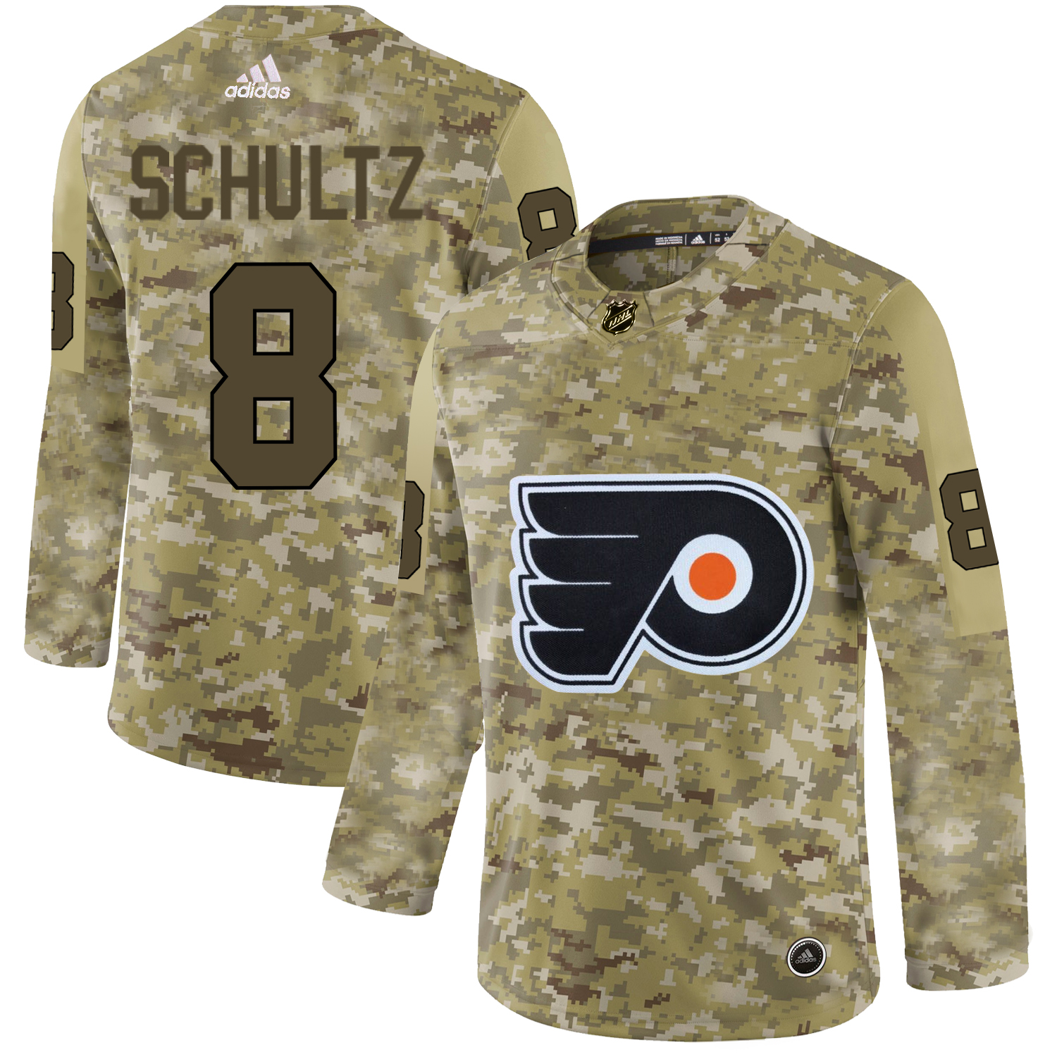 Adidas Flyers #8 Dave Schultz Camo Authentic Stitched NHL Jersey
