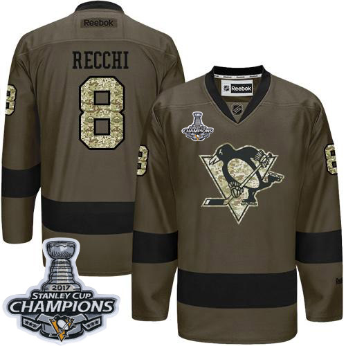 Penguins #8 Mark Recchi Green Salute to Service 2017 Stanley Cup Finals Champions Stitched NHL Jersey Penguins #8 Mark Recchi Green Salute to Service 2017 Stanley Cup Finals Champions Stitched NHL Jersey