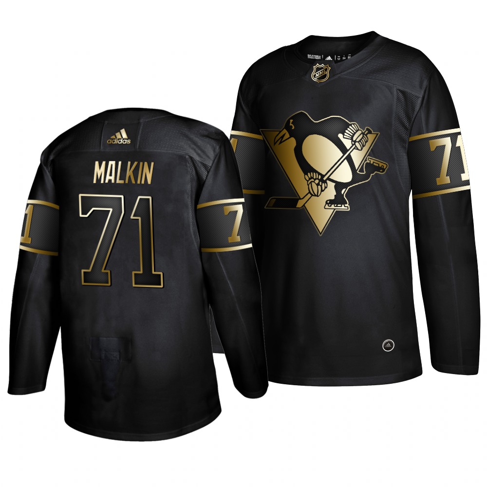Adidas Penguins #71 Evgeni Malkin Men's 2019 Black Golden Edition Authentic Stitched NHL Jersey
