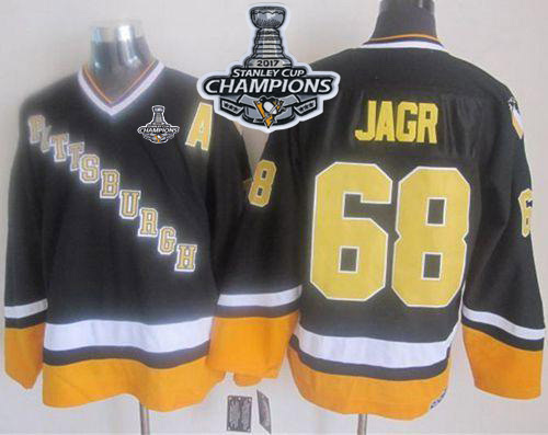 Penguins #68 Jaromir Jagr Black/Yellow CCM Throwback 2017 Stanley Cup Finals Champions Stitched NHL Jersey Penguins #68 Jaromir Jagr Black/Yellow CCM Throwback 2017 Stanley Cup Finals Champions Stitched NHL Jersey