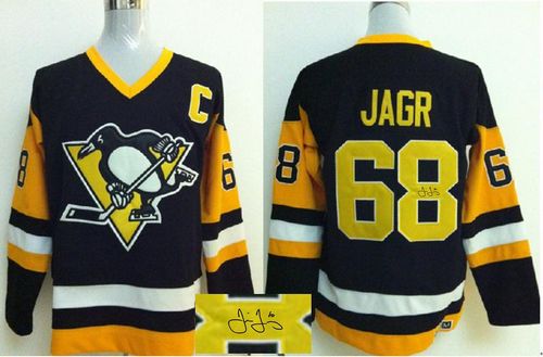 Penguins #68 Jaromir Jagr Black CCM Throwback Autographed Stitched NHL Jersey Penguins #68 Jaromir Jagr Black CCM Throwback Autographed Stitched NHL Jersey