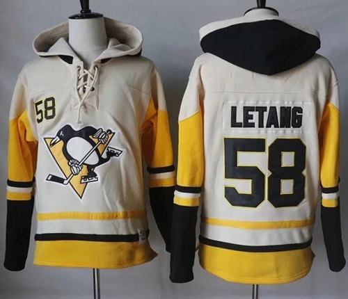 Penguins #58 Kris Letang Cream/Gold Sawyer Hooded Sweatshirt Stitched NHL Jersey Penguins #58 Kris Letang Cream/Gold Sawyer Hooded Sweatshirt Stitched NHL Jersey