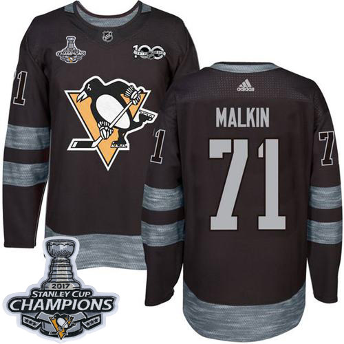 Adidas Penguins #71 Evgeni Malkin Black 1917-2017 100th Anniversary Stanley Cup Finals Champions Stitched NHL Jersey Adidas Penguins #71 Evgeni Malkin Black 1917-2017 100th Anniversary Stanley Cup Finals Champions Stitched NHL Jersey