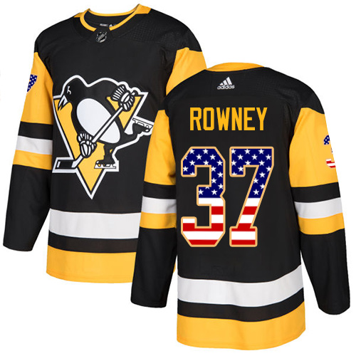 Adidas Penguins #37 Carter Rowney Black Home Authentic USA Flag Stitched NHL Jersey Adidas Penguins #37 Carter Rowney Black Home Authentic USA Flag Stitched NHL Jersey